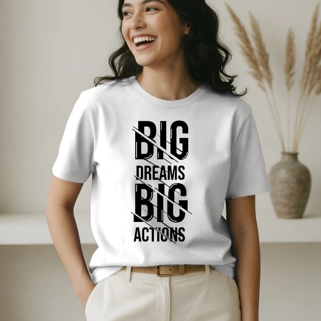 Cat design on a t-shirt worn by a model