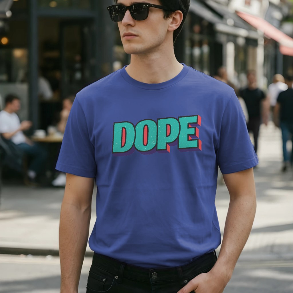 Dope Retro T-Shirt Mockup on Model